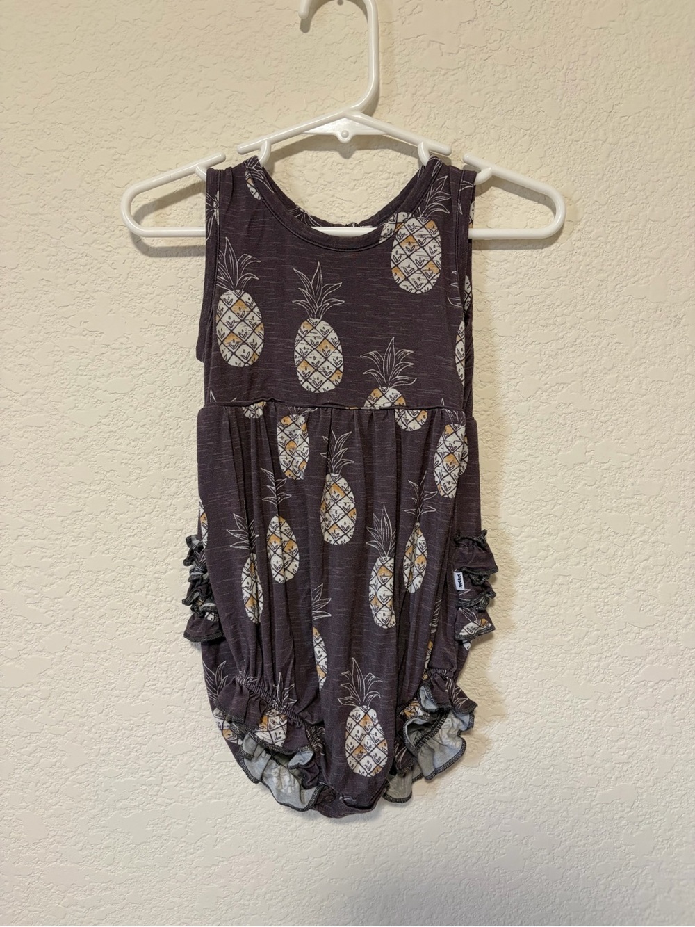 Little Sleepies Pineapple Print Sleeveless One-Piece Romper - Charcoal and White